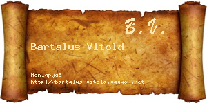 Bartalus Vitold névjegykártya